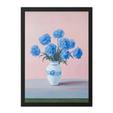 Blue Flowers Still Life Wall Art, Floral Painting Print, Vase Art Print, Contemporary Art, Home Decor, Pink and Blue Art, Modern Floral Art - Tawshia
